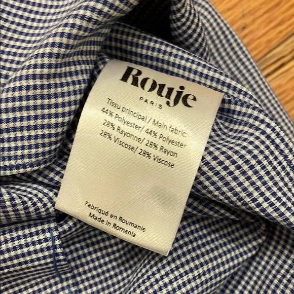 Rouje Paris blue Gingham Cassandre smocked dress size 40 - Picture 7 of 9